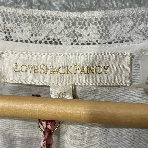 NWT LoveShackFancy Badyn Lace Inset Blouse True White - Size XS - Picture 6 of 7
